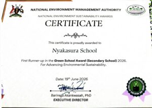 Nyakasura School Named First Runners-up in the National Environment Sustainability Awards – Green School Award (Secondary School) 2026 for Advancing Environmental Sustainability